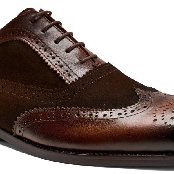 Alzati Oxford Brogue in Brown Leather/Brown Suede image 1
