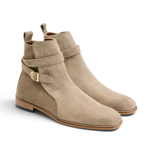 The Vincent Strap Boot - Suede Beige image 1