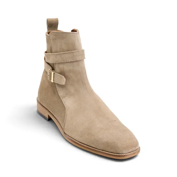 The Vincent Strap Boot - Suede Beige image 3