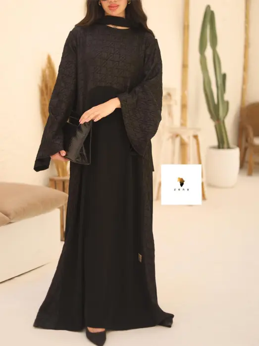 عبايه بحامه الجكار اماراتي في حرير image 1