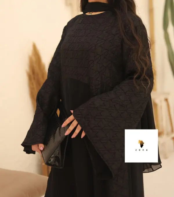 عبايه بحامه الجكار اماراتي في حرير image 2