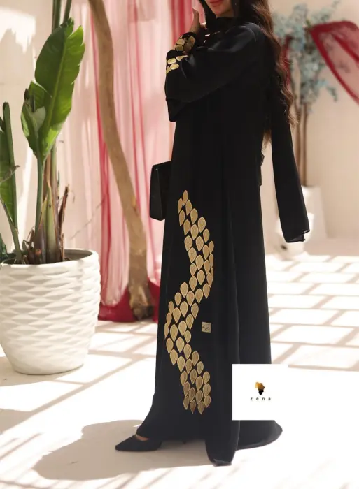 عبايه بخامه الحرير تتطريز ليزر image 1