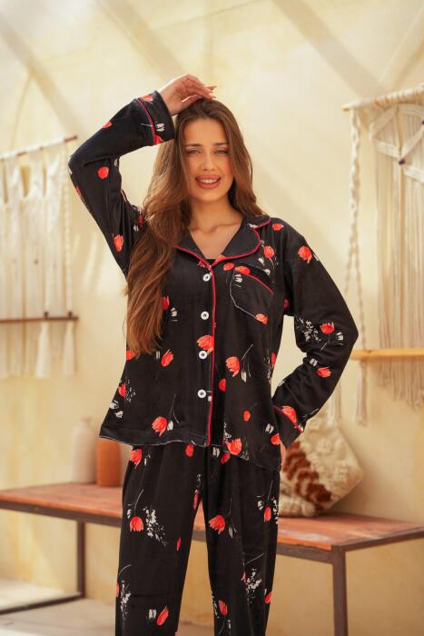 Black Blossom Pajama Set image 5