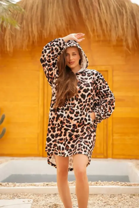 Leopard Brown Cozy Blanket Hoodie image 2