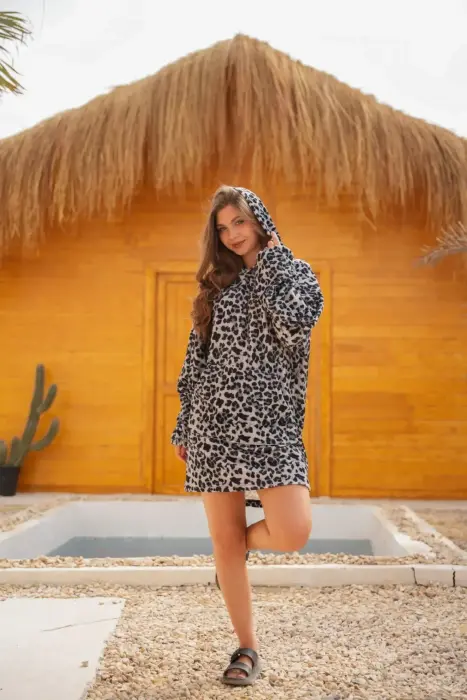 Gray Leopard Cozy Blanket Hoodie image 5