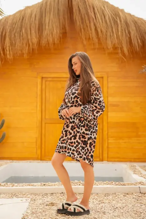 Leopard Brown Cozy Blanket Hoodie image 4