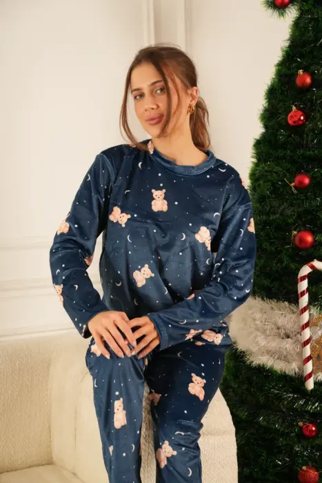 Moon Teddy Velvet Pajama Set image 1