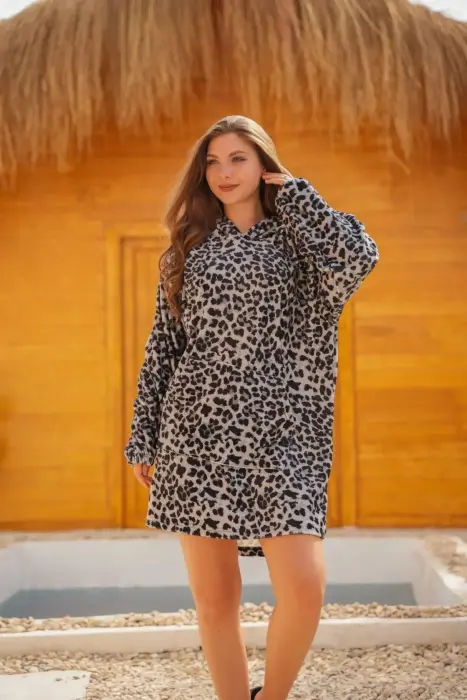 Gray Leopard Cozy Blanket Hoodie image 6