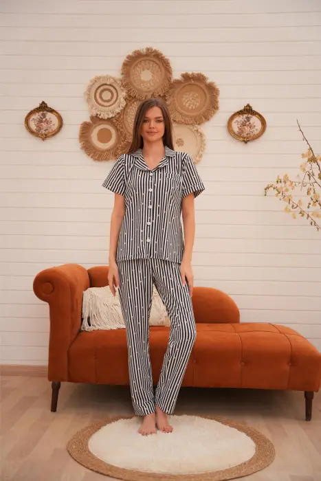 Night Stripe Black Pajama Set image 0