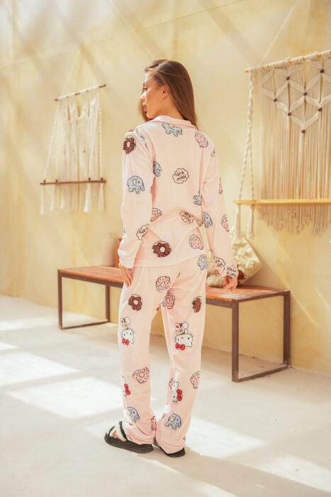 Pink Kitty Donuts Pajama Set image 3