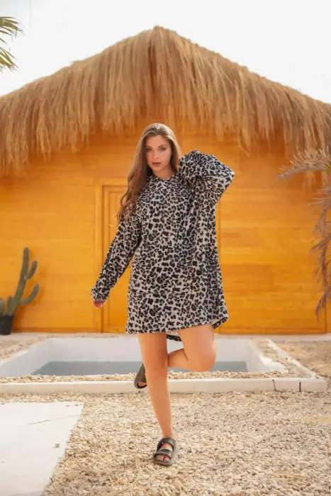 Gray Leopard Cozy Blanket Hoodie image 3