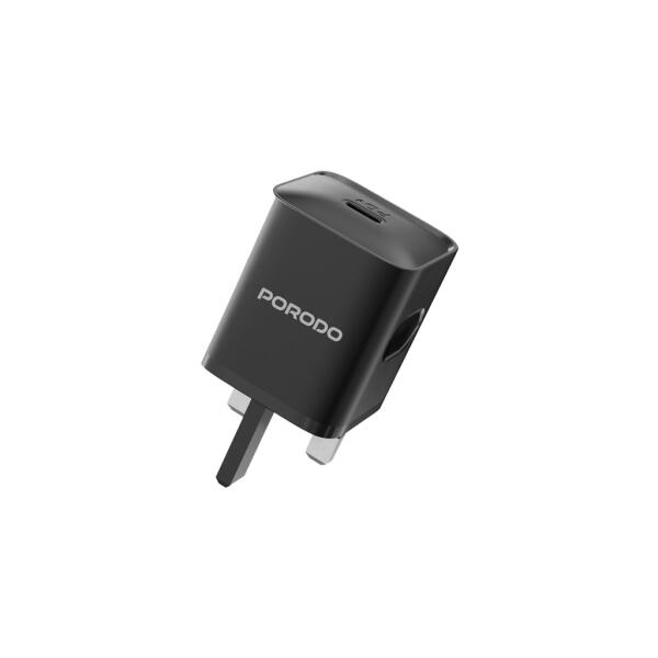شاحن جداري من بورودو بتقنية USB-C لتوصيل الطاقة مع كابل لايتنينج - أسود image 0
