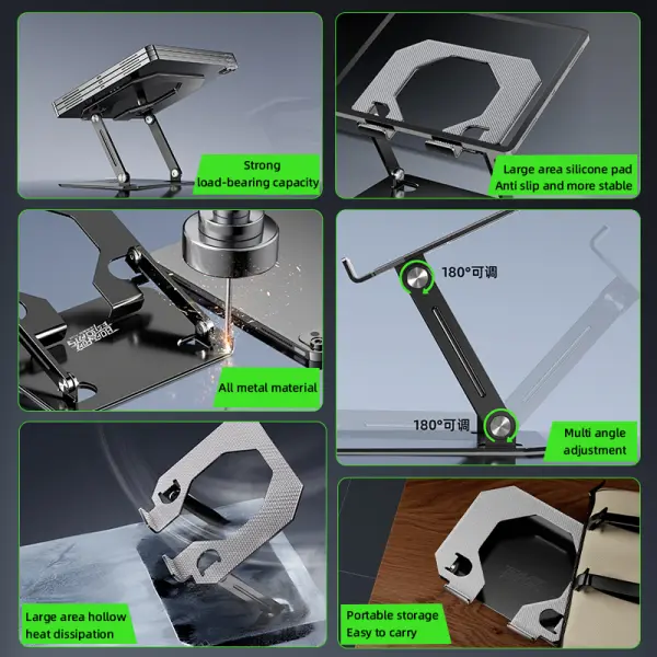 ستاند بيفا المعدني القوي للآيباد والتابلت مع فتحات التبريد وتمرير الأسلاك | PIVA Heavy Duty Metal Tablet & iPad Stand with Cooling Hole image 2