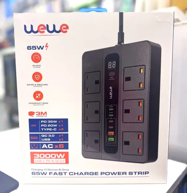 موزع كهرباء WeWe ذكي متعدد المنافذ والشحن السريع | WiWU Power Strip Multi-Port Intelligent Hub image 2