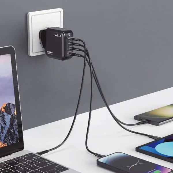 شاحن حائط WeWe مطور 100 وات HC-012 سريع 4 منافذ | WEWE GaN3 PRO 100W Fast Wall Charger (4-Ports) image 2