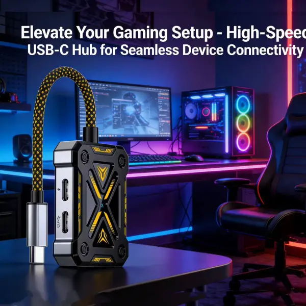 أدابتر وموزع KY13 سارافوكس 4*1 تايب سي للألعاب | Sarafox 4*1 Type-C OTG Gaming Hub PD 60W image 4