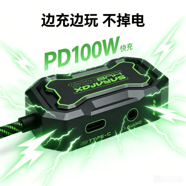 ادابتر سارافوكس 5*1 تايب سي XD5 للجيمنج شحن 100 واط وإيثرنت وصوت | SARAFOX HUB XD5 5-in-1 Type-C Gaming Adapter (PD 100W, RJ45 Ethernet, 3.5mm & Type-C Audio) image 2