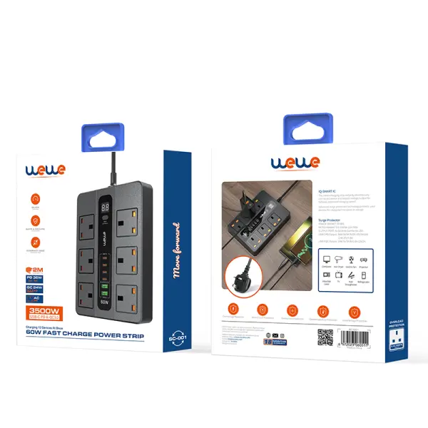 موزع كهرباء WeWe ذكي متعدد المنافذ والشحن السريع | WiWU Power Strip Multi-Port Intelligent Hub image 1
