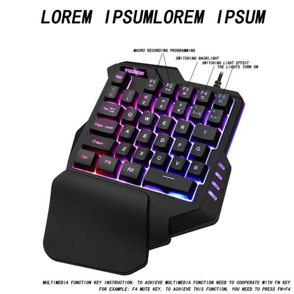لوحة مفاتيح العاب إضائة الوان يد واحده سلكية Gaming Keyboard One hand RGB Wired image 1