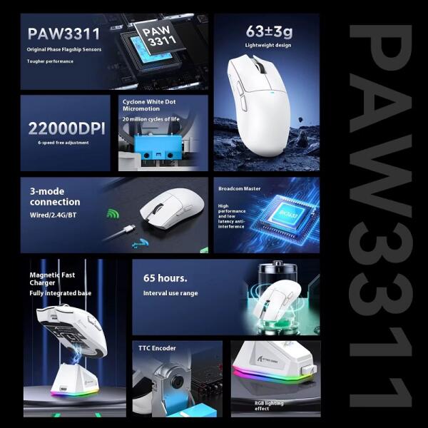 ماوس أتاك شارك X11 جيمينج ماوس لاسلكي مع قاعدة شحن ATTACK SHARK X11 Wireless Gaming Mouse with Charging Dock image 4