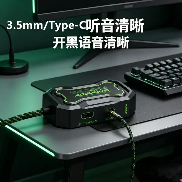 ادابتر سارافوكس 5*1 تايب سي XD5 للجيمنج شحن 100 واط وإيثرنت وصوت | SARAFOX HUB XD5 5-in-1 Type-C Gaming Adapter (PD 100W, RJ45 Ethernet, 3.5mm & Type-C Audio) image 3