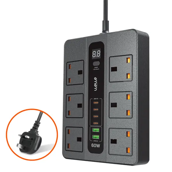 موزع كهرباء WeWe ذكي متعدد المنافذ والشحن السريع | WiWU Power Strip Multi-Port Intelligent Hub image 0