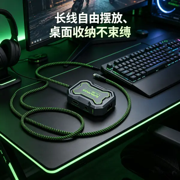 ادابتر سارافوكس 5*1 تايب سي XD5 للجيمنج شحن 100 واط وإيثرنت وصوت | SARAFOX HUB XD5 5-in-1 Type-C Gaming Adapter (PD 100W, RJ45 Ethernet, 3.5mm & Type-C Audio) image 4