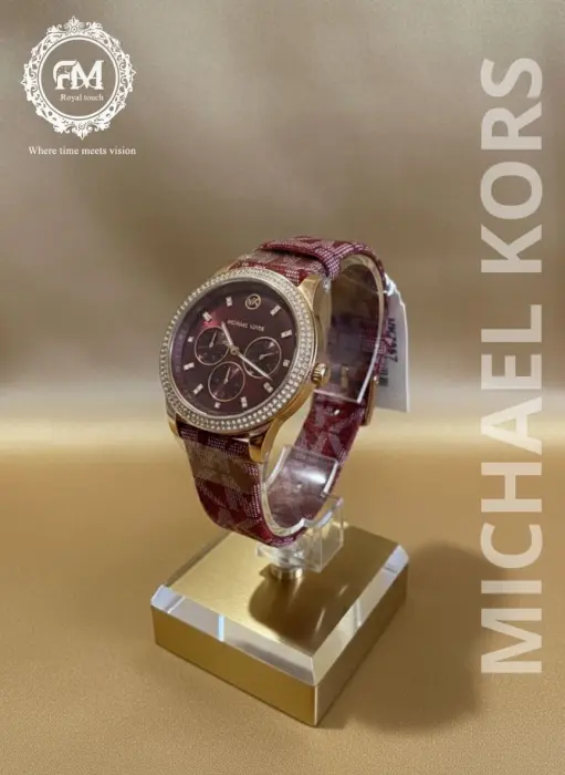 Michael Kors Tibby Rose Gold-Tone and Red PVC Watch image 3