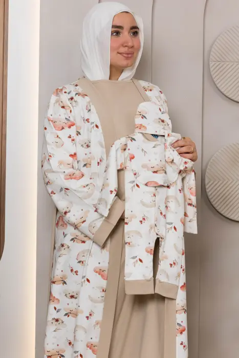 Cloud embrace matching maxi robe set in beige (7 pcs) image 5