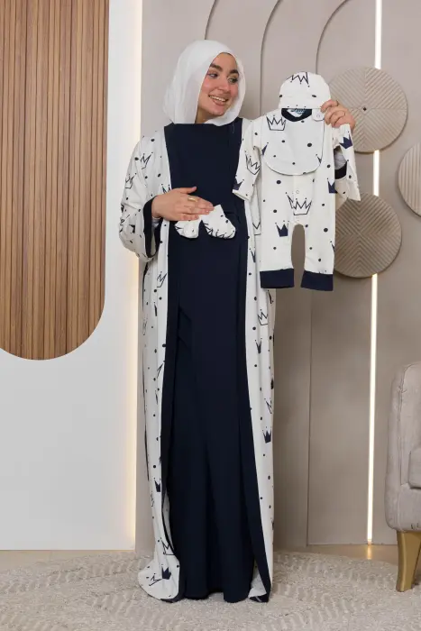 Queen matching maxi robe set in darkblue (7 pcs) image 1