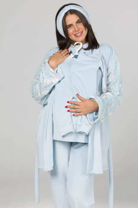 Soft elegance matching pijama set in baby blue (8 pcs) image 8