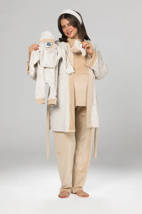 Little love matching pijama set in beige (8 pcs) image 5