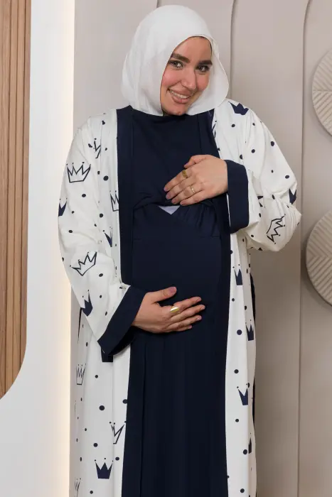 Queen matching maxi robe set in darkblue (7 pcs) image 3