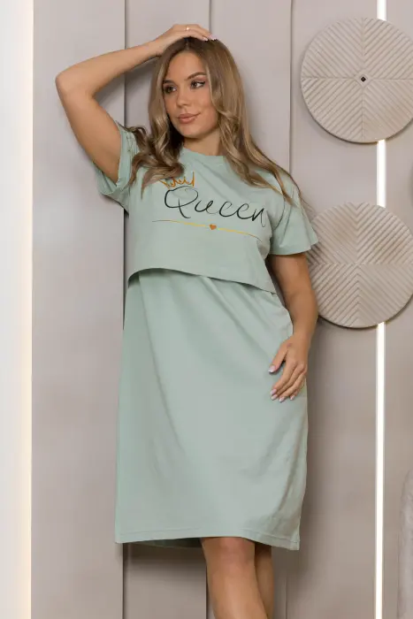 Queen mom nursing night shirt in mint image 3