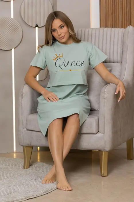 Queen mom nursing night shirt in mint image 5