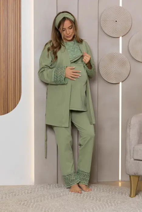 Soft elegance matching pijama set in olive (8 pcs) image 2