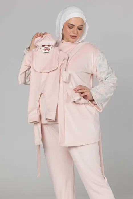 Soft elegance matching pijama set in body rose (8 pcs) image 6
