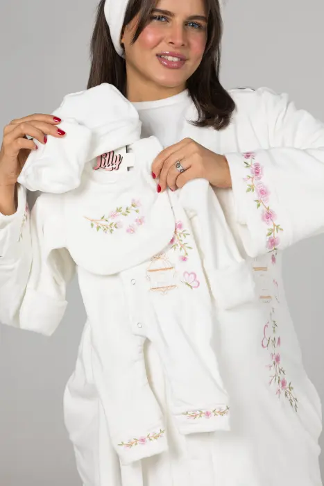 Blush garden embroidered matching pijama set (8 pcs) image 5