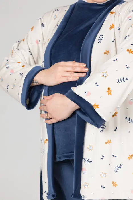 Royal matching pijama set in dark blue (8 pcs) image 7