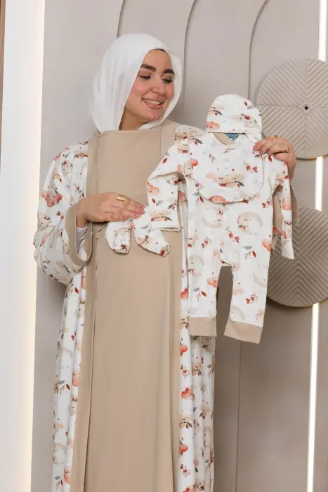 Cloud embrace matching maxi robe set in beige (7 pcs) image 6