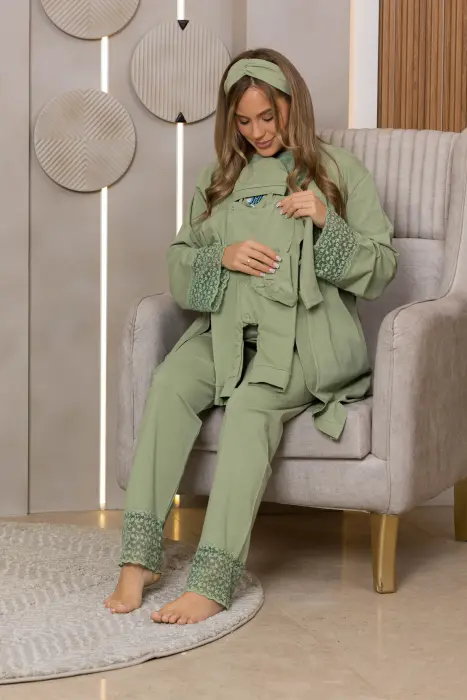Soft elegance matching pijama set in olive (8 pcs) image 4