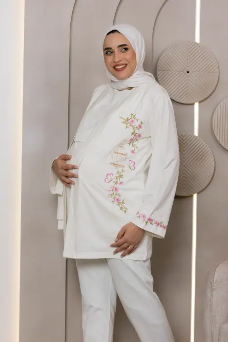 Blush garden embroidered matching pijama set (8 pcs) image 1