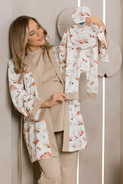 Cloud embrace matching pijama set in beige (8 pcs) image 3
