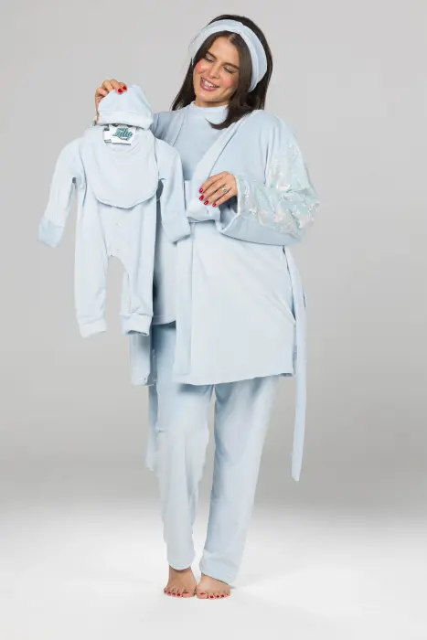 Soft elegance matching pijama set in baby blue (8 pcs) image 0