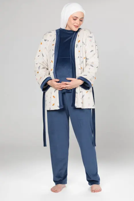 Royal matching pijama set in dark blue (8 pcs) image 2