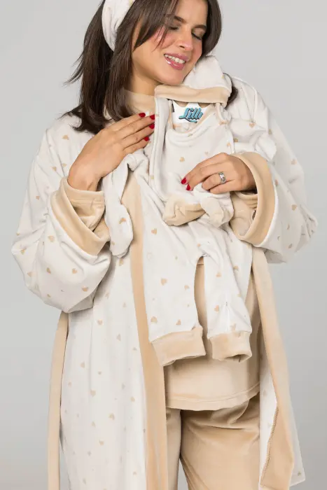 Little love matching pijama set in beige (8 pcs) image 6