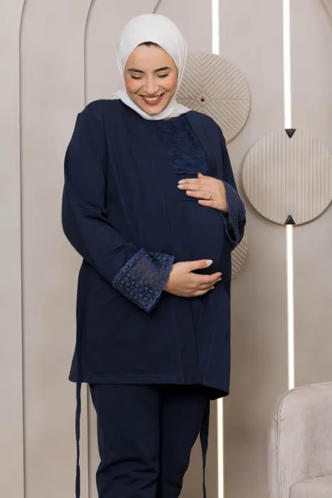 Soft elegance matching pijama set in dark blue (8 pcs) image 5