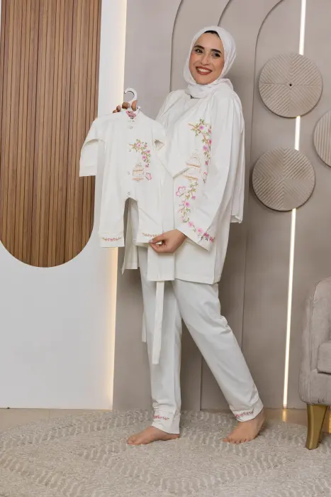 Blush garden embroidered matching pijama set (8 pcs) image 5