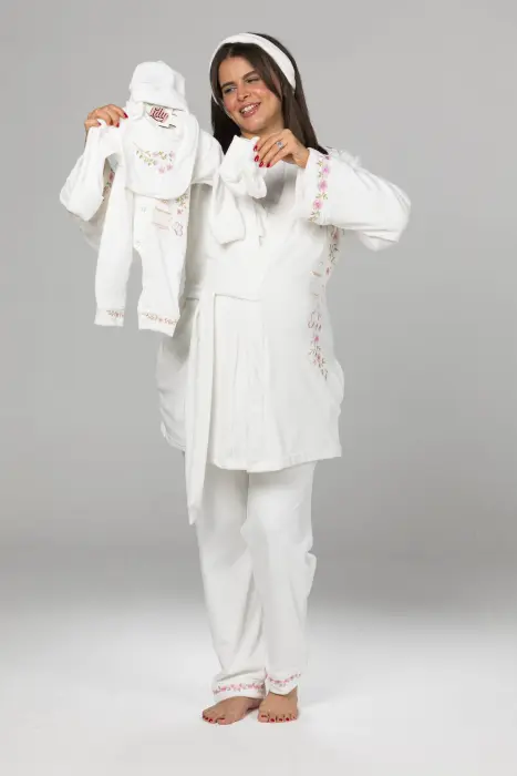 Blush garden embroidered matching pijama set (8 pcs) image 4
