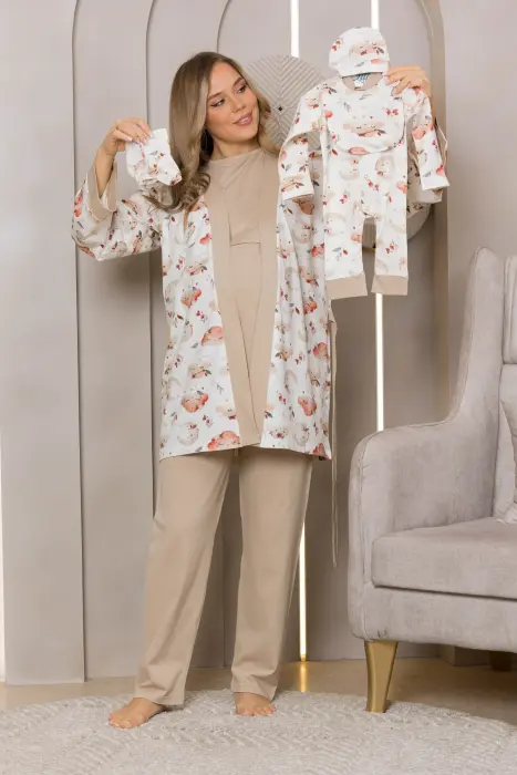 Cloud embrace matching pijama set in beige (8 pcs) image 1